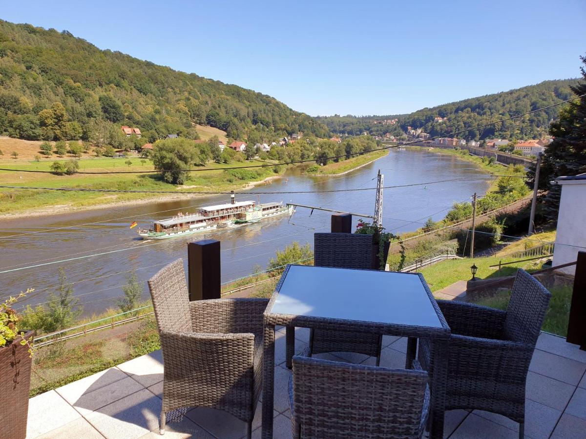 Saechsische-Schweiz-Ferienhaus-Wohnung-2-Mit-Hervorragendem-Panoramablick-Ueber-Das-Elbtal Königstein an der Elbe Kültér fotó